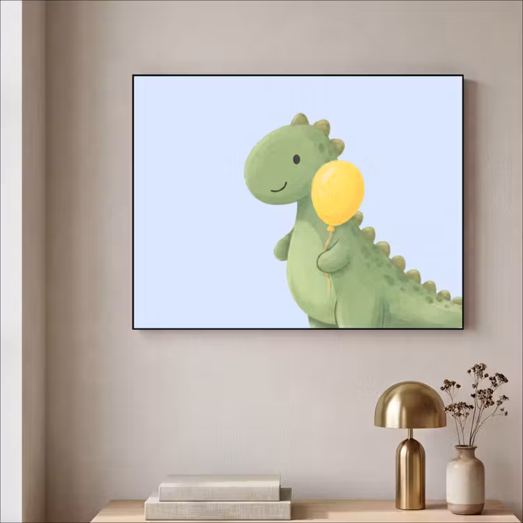 Art Frame - Dinosaur - Balloon - Children's Room - Illustration - Green — 3