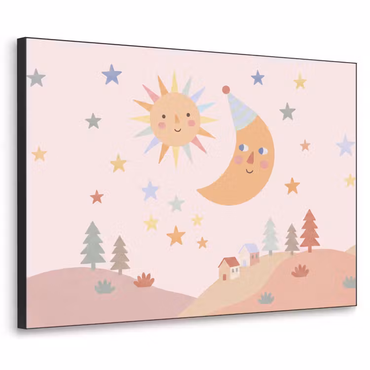 Art Frame - Sun - Moon - Stars - Children's Room - Pastel — 1