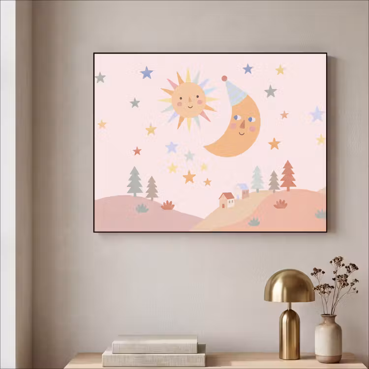 Art Frame - Sun - Moon - Stars - Children's Room - Pastel — 3