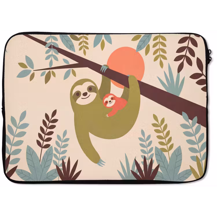 Laptop Sleeve - Animals - Mother - Baby - Nature - Green — 1