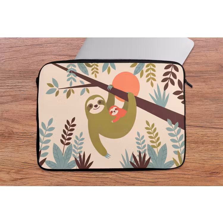 Laptop Sleeve - Animals - Mother - Baby - Nature - Green — 2