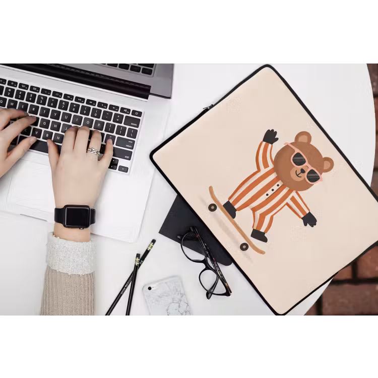 Laptop Sleeve - Animals - Skateboard - Game - Cartoon - Pink — 3