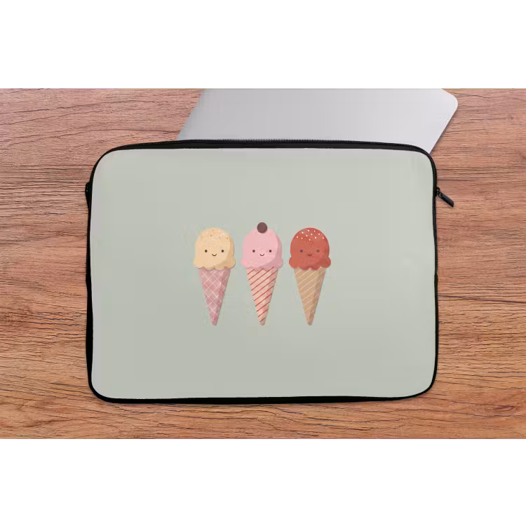 Laptop Sleeve - Ice Cream - Cones - Food - Illustration - Cheerful — 2