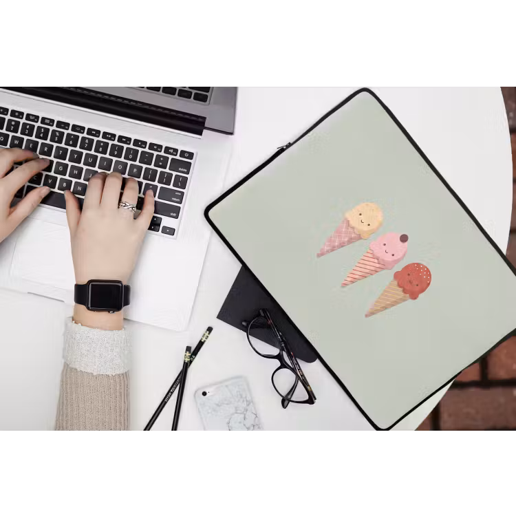 Laptop Sleeve - Ice Cream - Cones - Food - Illustration - Cheerful — 3
