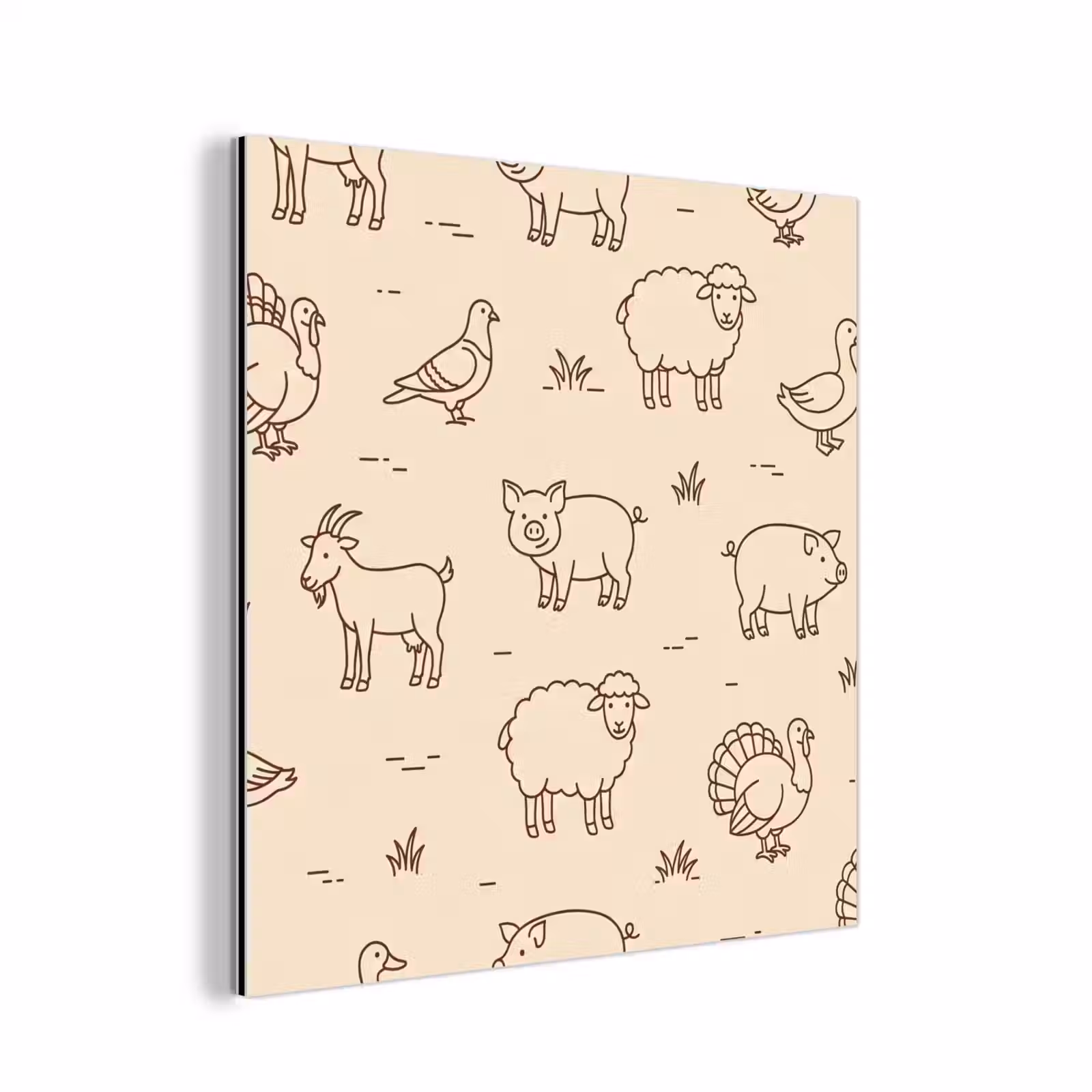 aluminium wall art - Animals - Pattern - Farm - Minimalist - Beige — 1