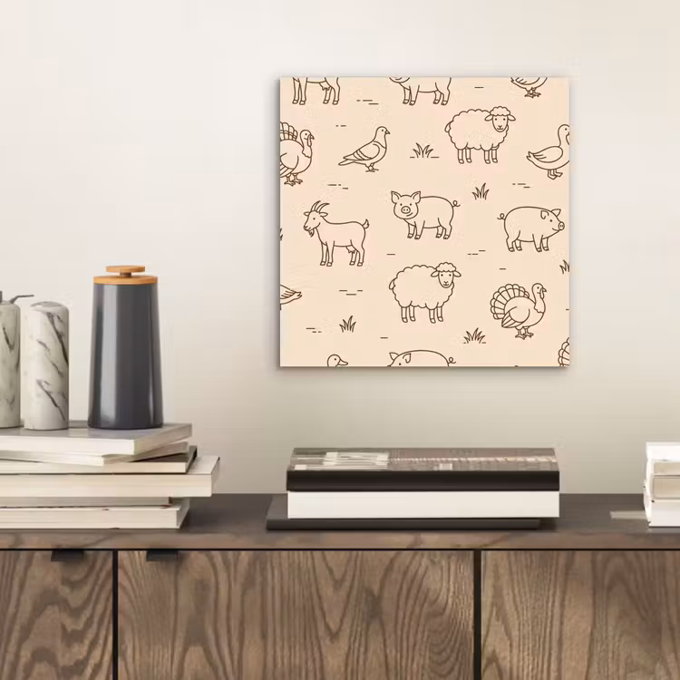aluminium wall art - Animals - Pattern - Farm - Minimalist - Beige — 2