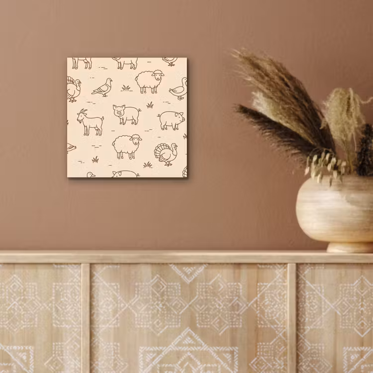 aluminium wall art - Animals - Pattern - Farm - Minimalist - Beige — 5