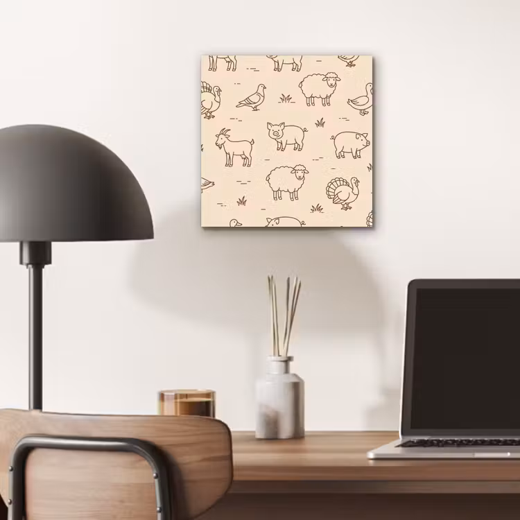 aluminium wall art - Animals - Pattern - Farm - Minimalist - Beige — 6