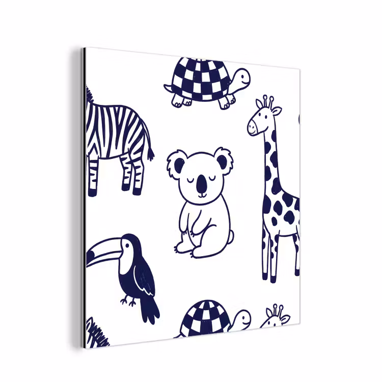 aluminium wall art - Animals - Pattern - Kids' Room - Graphic - White and Blue — 1