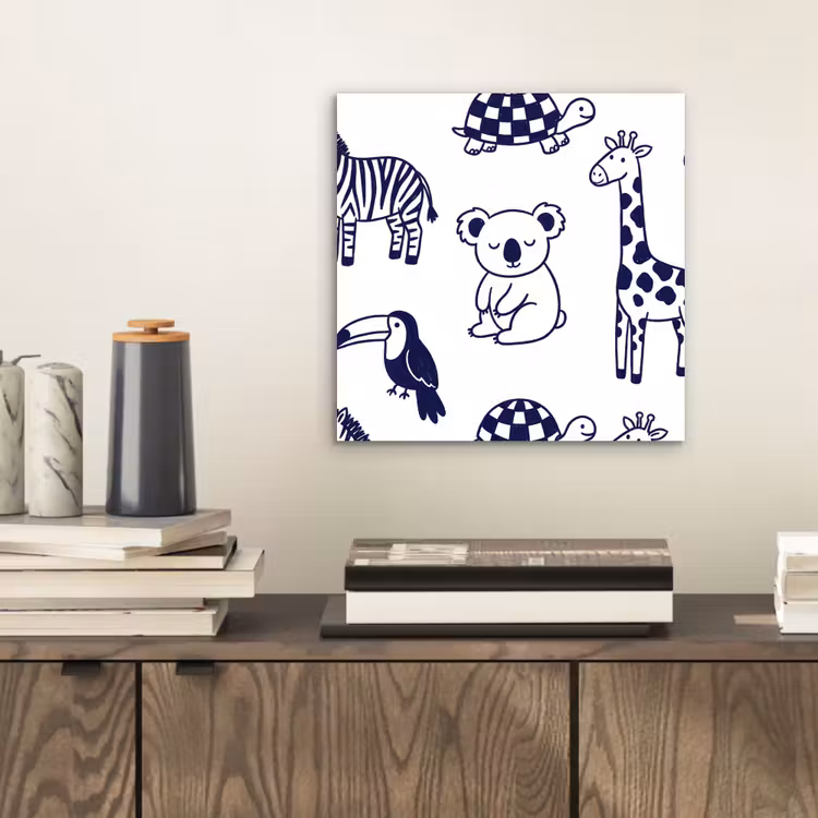 aluminium wall art - Animals - Pattern - Kids' Room - Graphic - White and Blue — 2