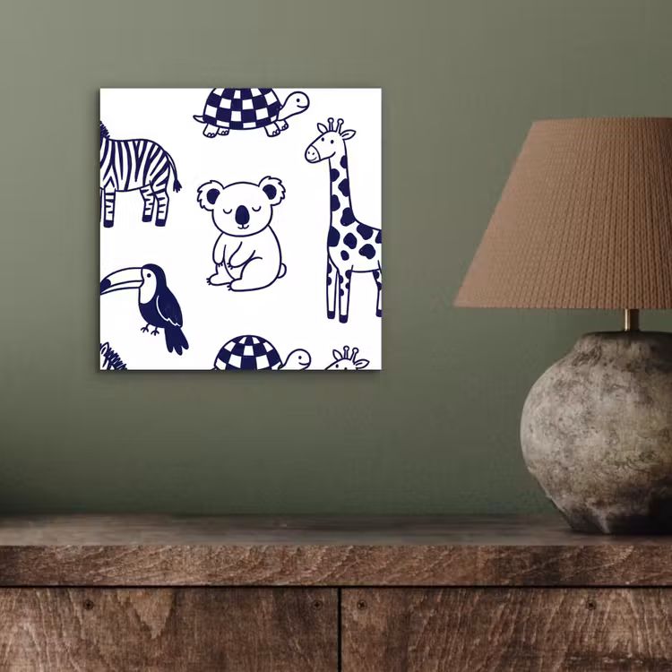 aluminium wall art - Animals - Pattern - Kids' Room - Graphic - White and Blue — 3