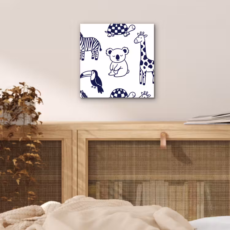 aluminium wall art - Animals - Pattern - Kids' Room - Graphic - White and Blue — 4