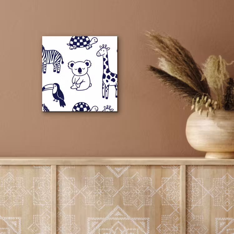 aluminium wall art - Animals - Pattern - Kids' Room - Graphic - White and Blue — 5