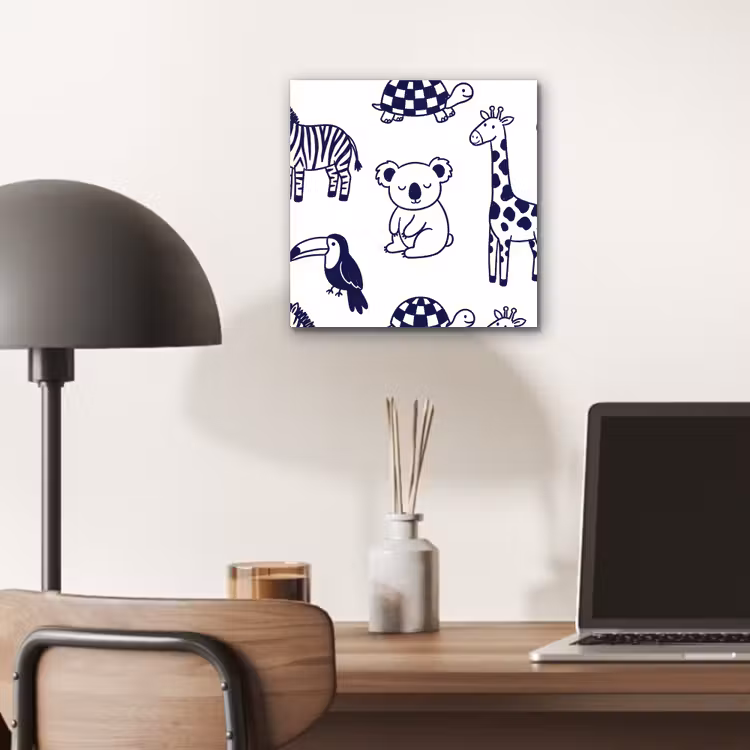 aluminium wall art - Animals - Pattern - Kids' Room - Graphic - White and Blue — 6