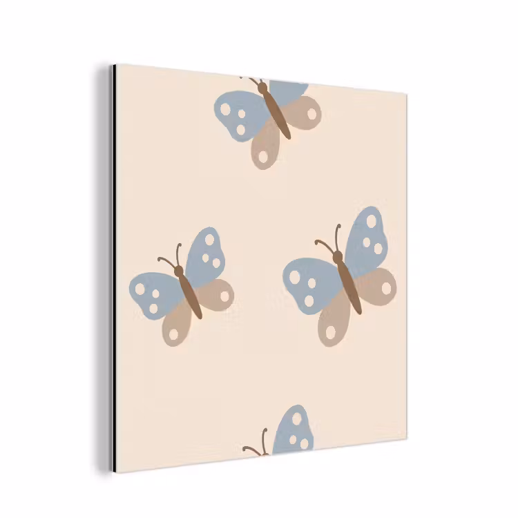 aluminium wall art - Insect - Butterfly Pattern - Abstract - Blue - Beige — 1