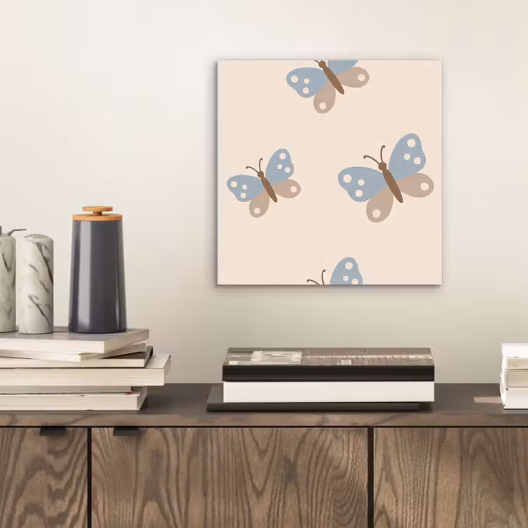 aluminium wall art - Insect - Butterfly Pattern - Abstract - Blue - Beige — 2