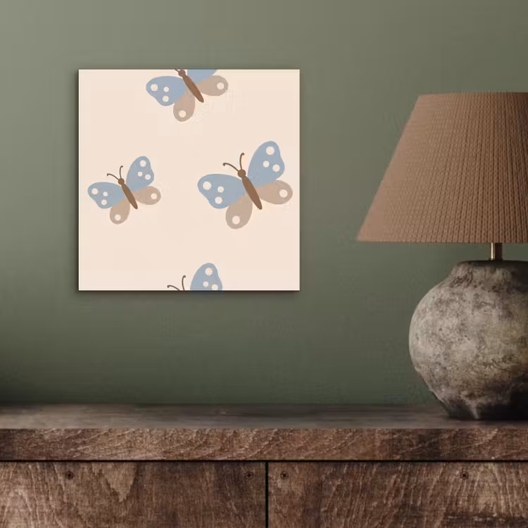 aluminium wall art - Insect - Butterfly Pattern - Abstract - Blue - Beige — 3