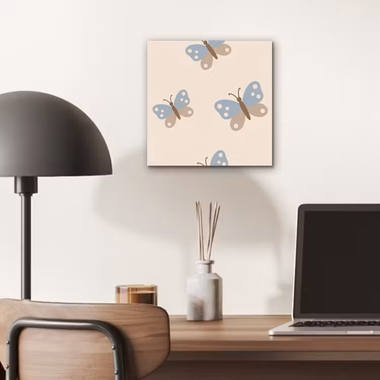 aluminium wall art - Insect - Butterfly Pattern - Abstract - Blue - Beige — 6