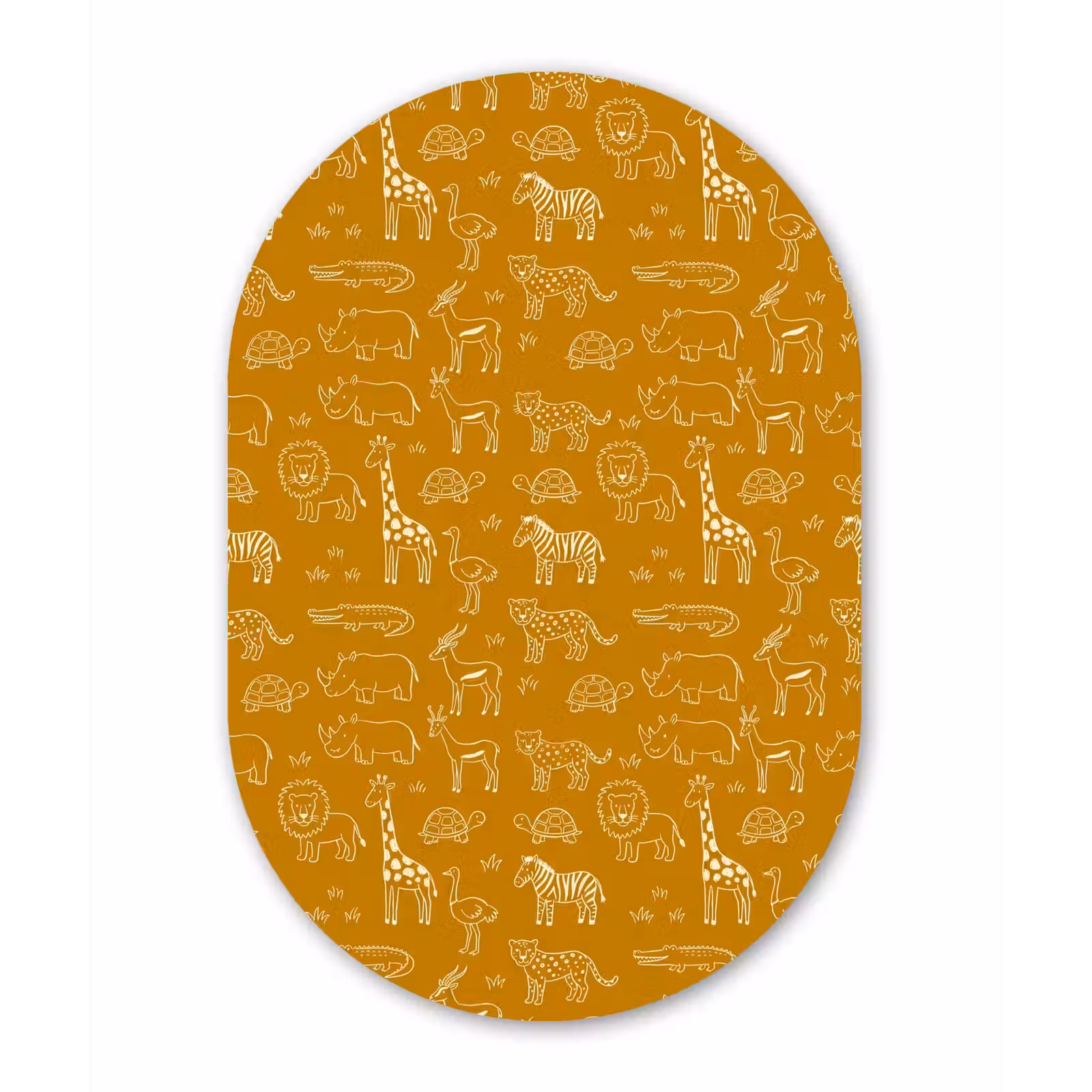 aluminium oval wall art - Animals - Safari - Pattern - Childlike - Ochre — 1