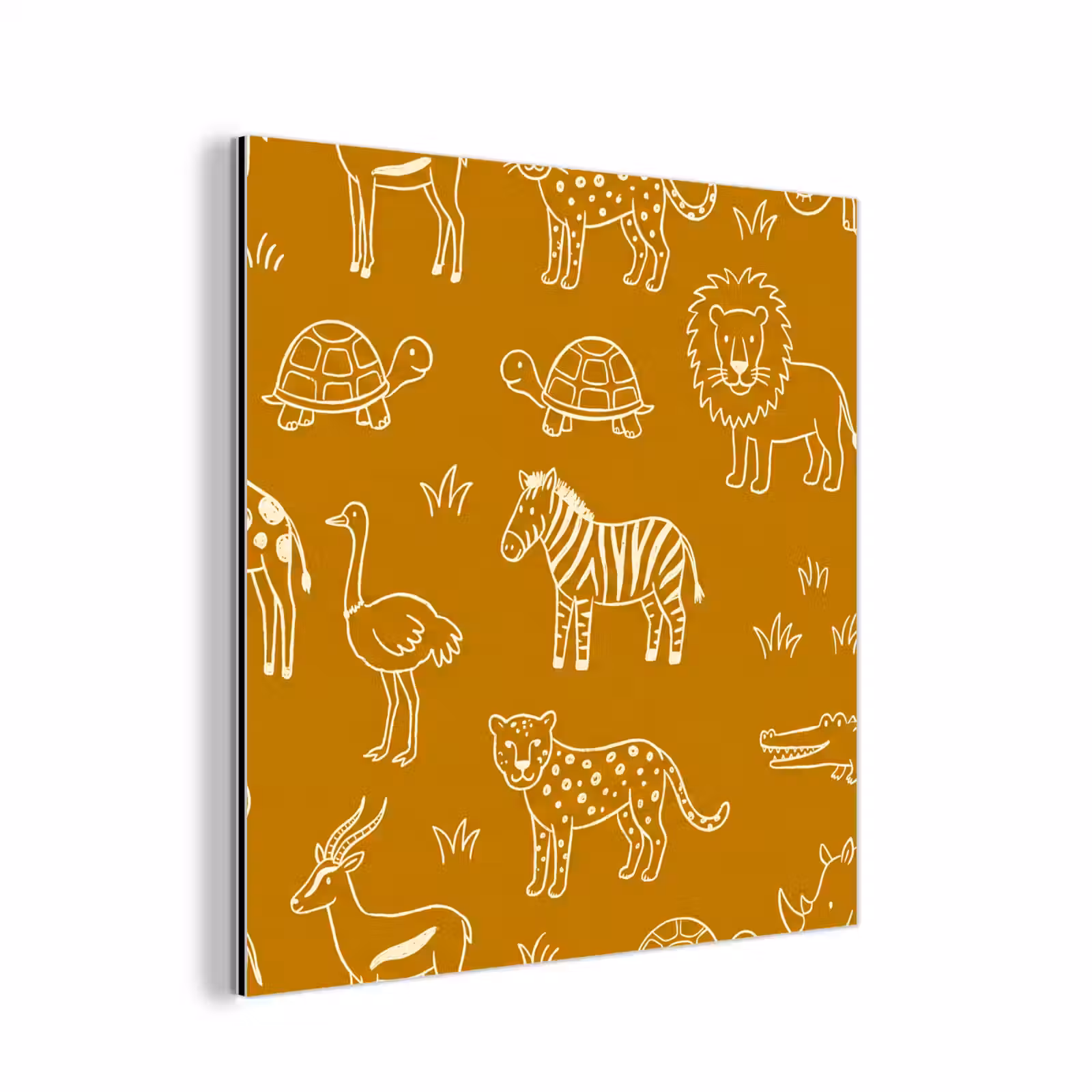 aluminium wall art - Animals - Safari - Pattern - Childlike - Ochre — 1