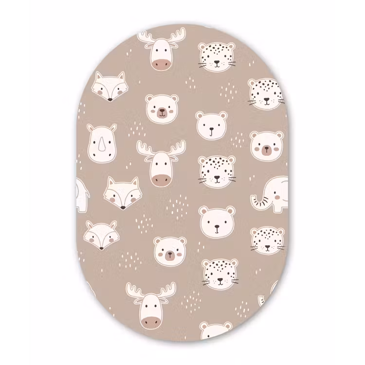aluminium oval wall art - Animals - Pattern - Illustration - Modern - Beige — 1