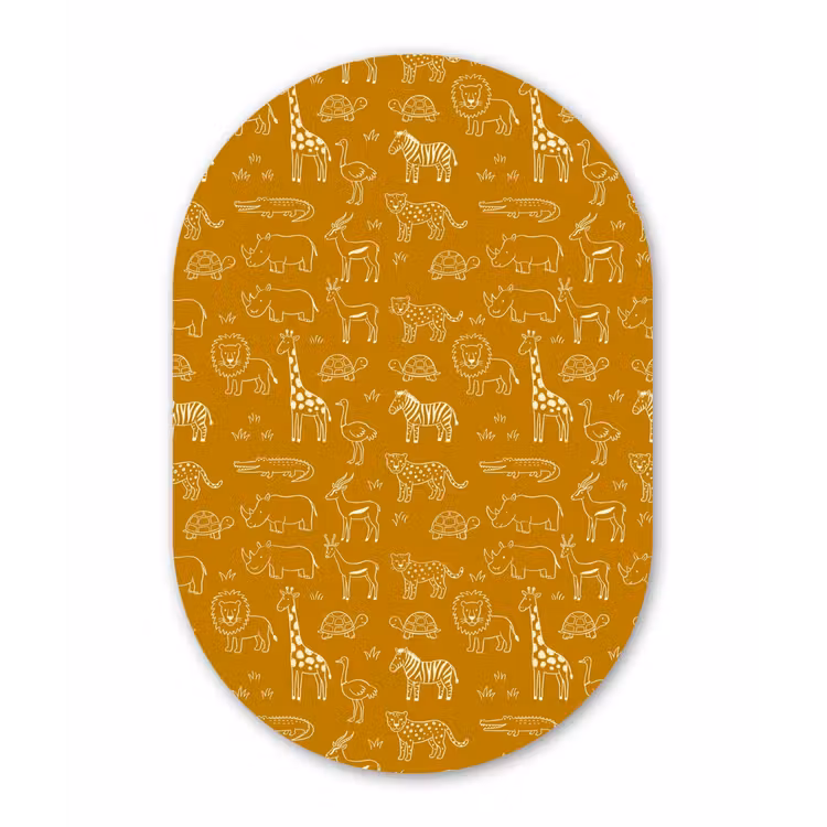 aluminium oval wall art - Animals - Safari - Pattern - Childlike - Ochre — 1