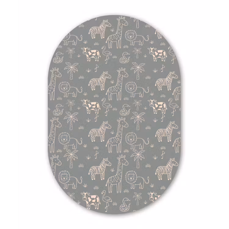 aluminium oval wall art - Animals - Safari - Pattern - Illustration - Green — 1