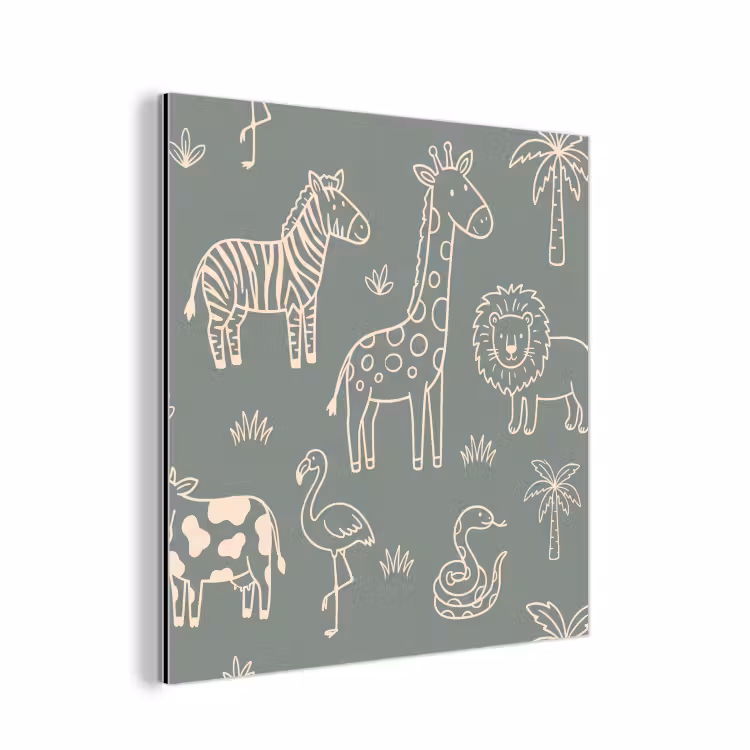 aluminium wall art - Animals - Safari - Pattern - Illustration - Green — 1