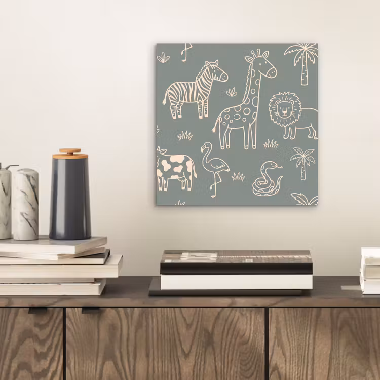 aluminium wall art - Animals - Safari - Pattern - Illustration - Green — 2