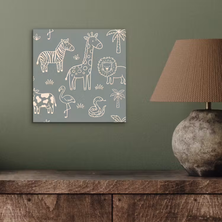 aluminium wall art - Animals - Safari - Pattern - Illustration - Green — 3