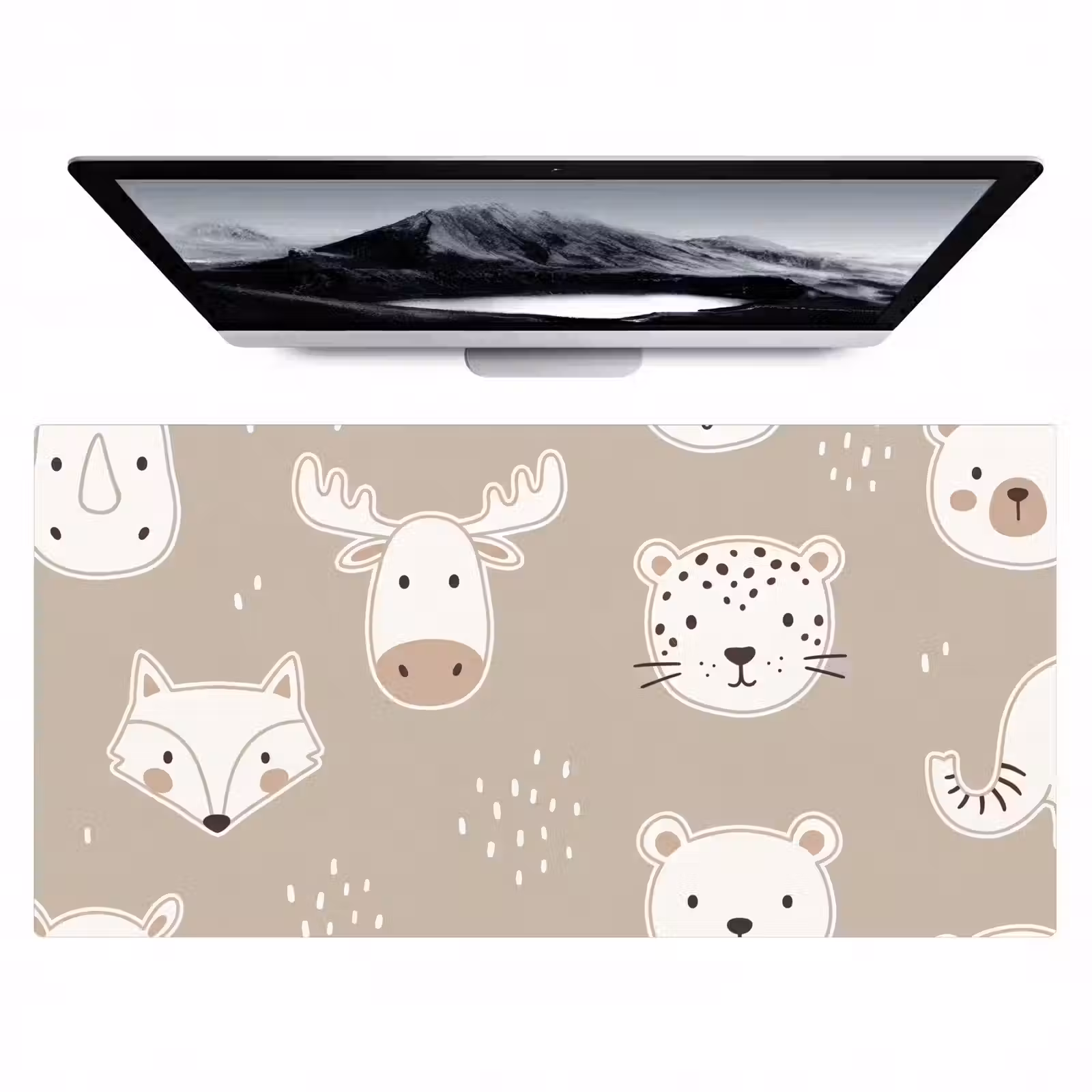 Desk Mat - Animals - Pattern - Illustration - Modern - Beige — 1