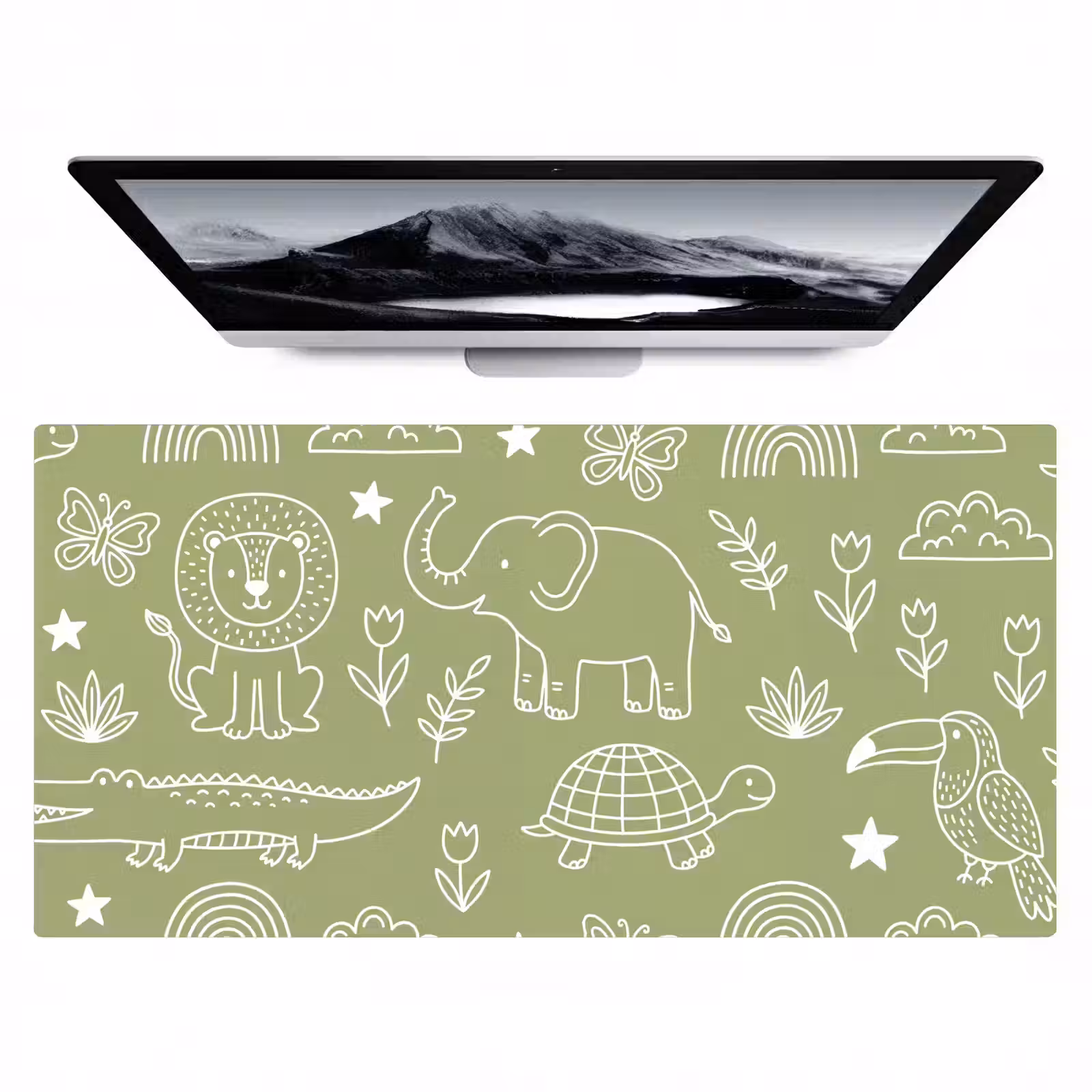 Desk Mat - Animals - Pattern - Illustration - Nature - Green — 1