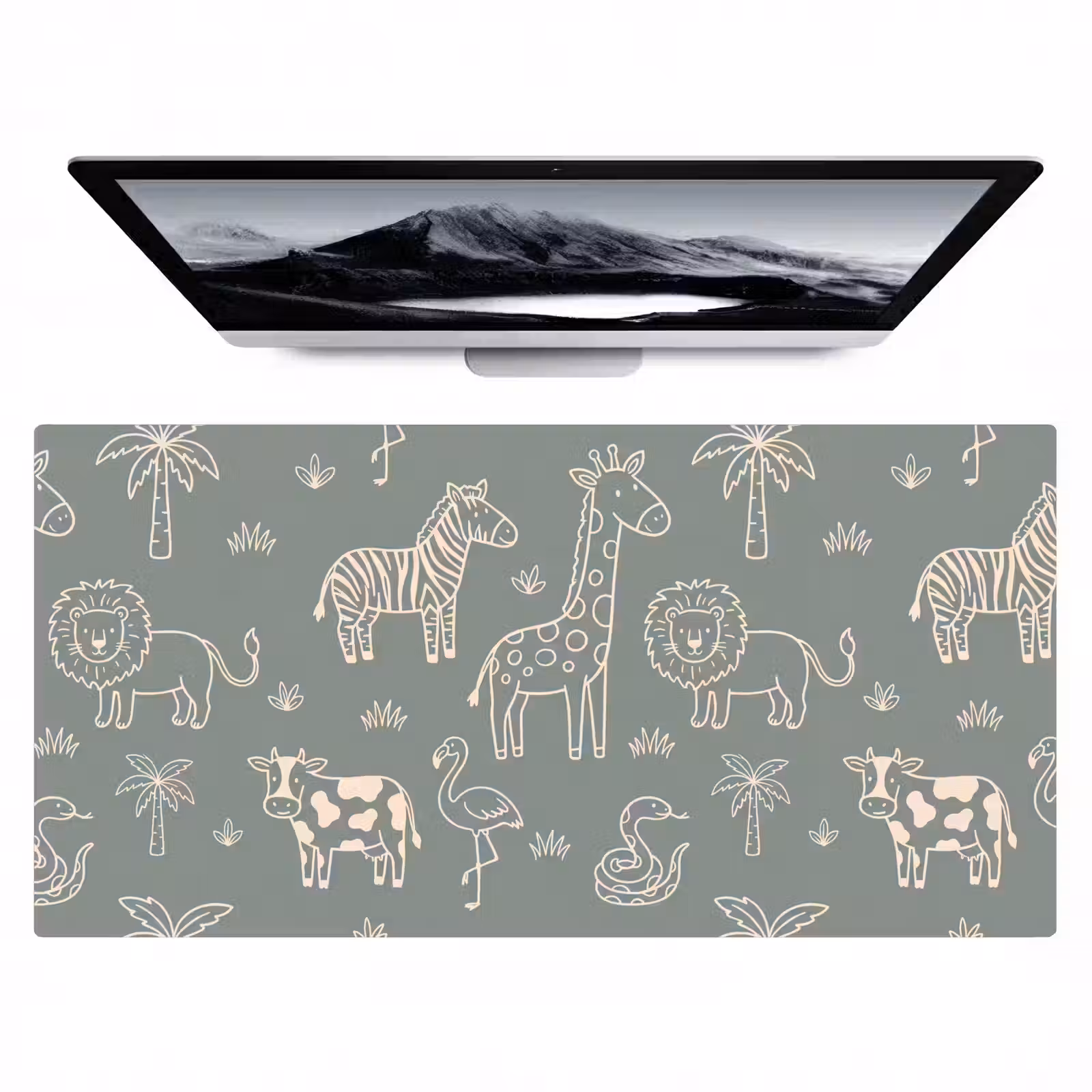 Desk Mat - Animals - Safari - Pattern - Illustration - Green — 1
