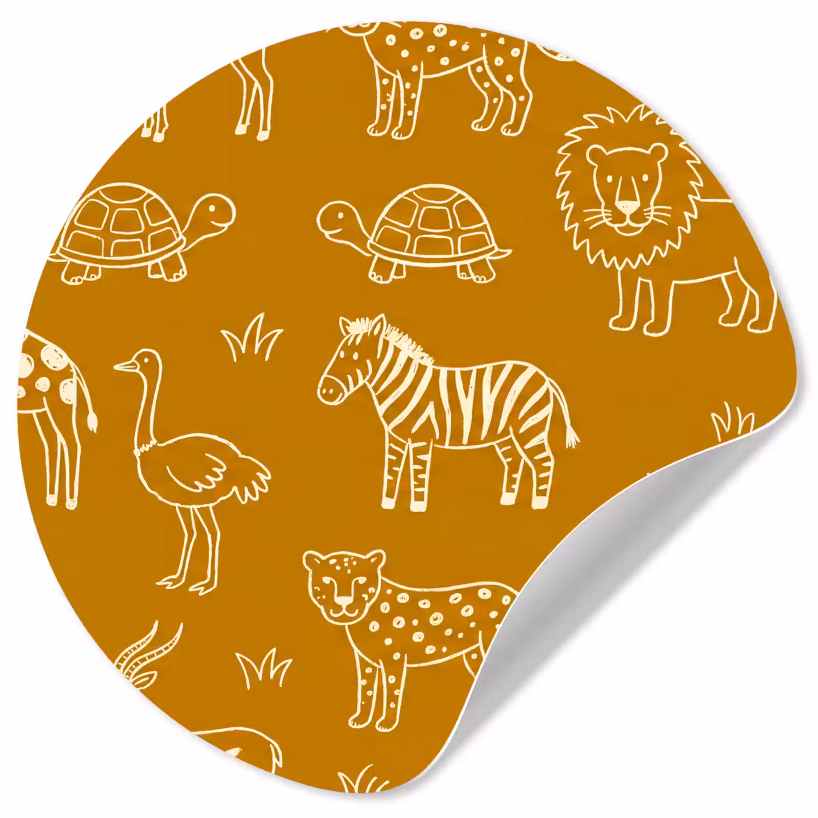 Wallpaper Circle - Animals - Safari - Pattern - Childlike - Ochre — 1