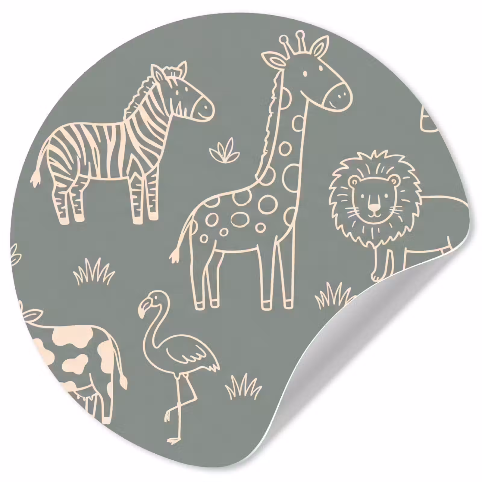 Wallpaper Circle - Animals - Safari - Pattern - Illustration - Green — 1