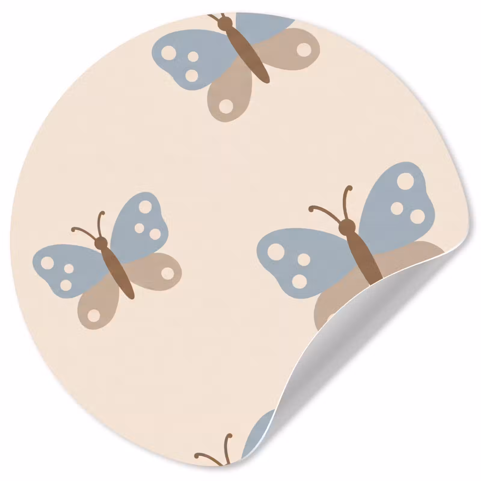 Wallpaper Circle - Insect - Butterfly Pattern - Abstract - Blue - Beige — 1