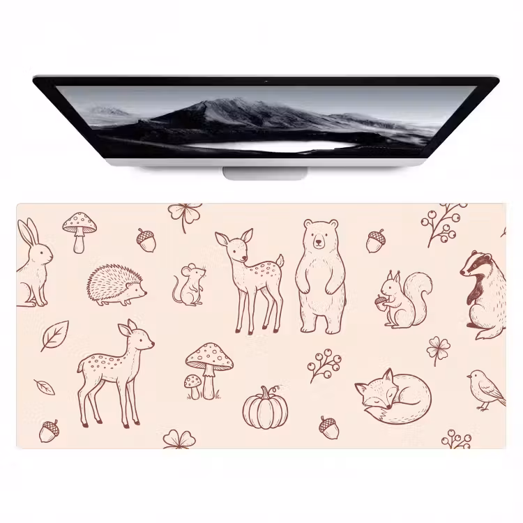 Desk Mat - Animals - Forest - Nature - Sketch - Pattern — 1