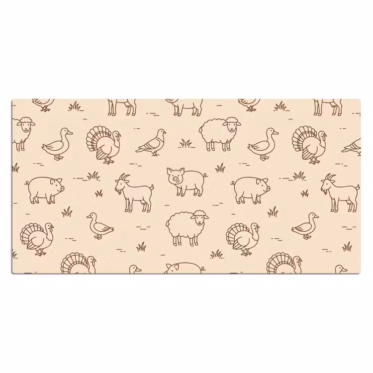 Desk Mat - Animals - Pattern - Farm - Minimalist - Beige — 2