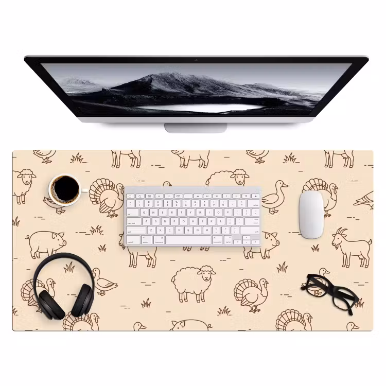 Desk Mat - Animals - Pattern - Farm - Minimalist - Beige — 4