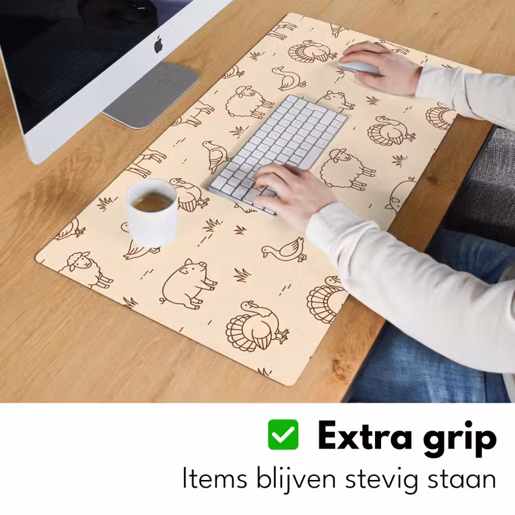 Desk Mat - Animals - Pattern - Farm - Minimalist - Beige — 6