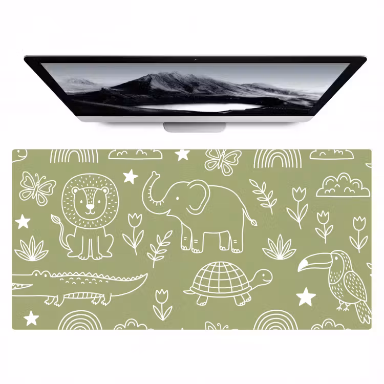 Desk Mat - Animals - Pattern - Illustration - Nature - Green — 1