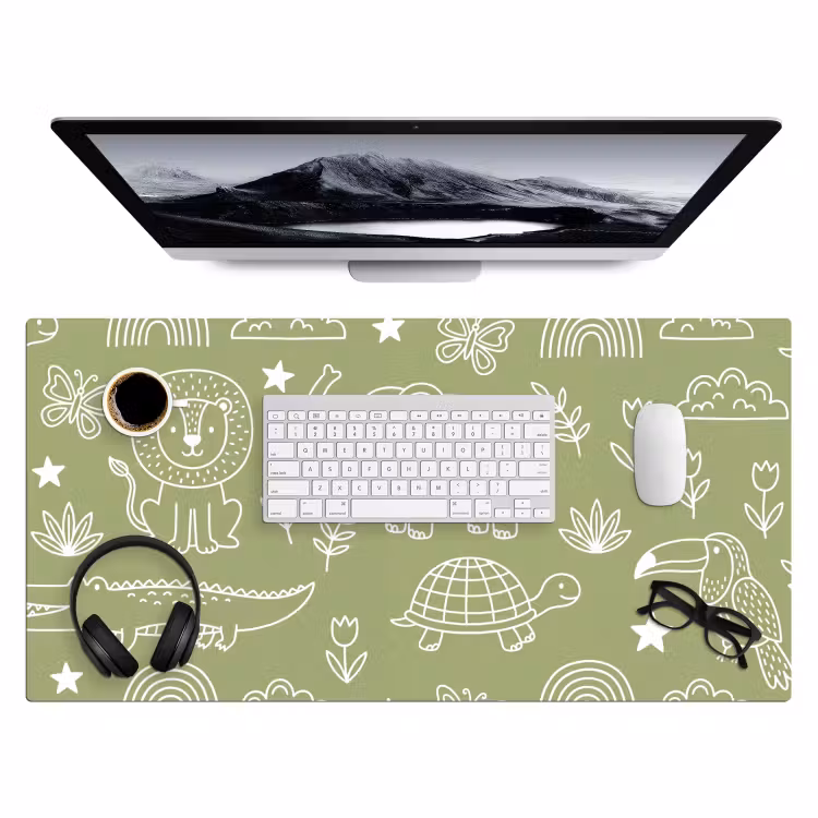 Desk Mat - Animals - Pattern - Illustration - Nature - Green — 4
