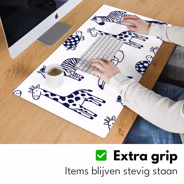 Desk Mat - Animals - Pattern - Kids' Room - Graphic - White and Blue — 6