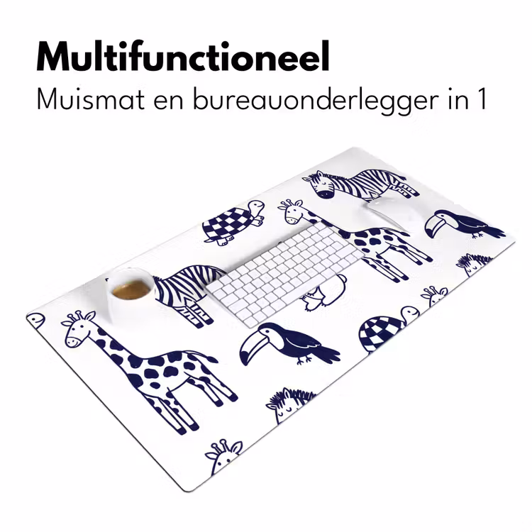 Desk Mat - Animals - Pattern - Kids' Room - Graphic - White and Blue — 7