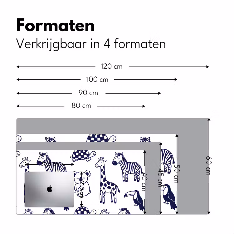 Desk Mat - Animals - Pattern - Kids' Room - Graphic - White and Blue — 8