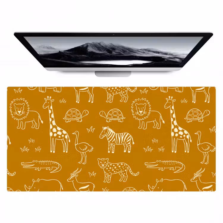 Desk Mat - Animals - Safari - Pattern - Childlike - Ochre — 1