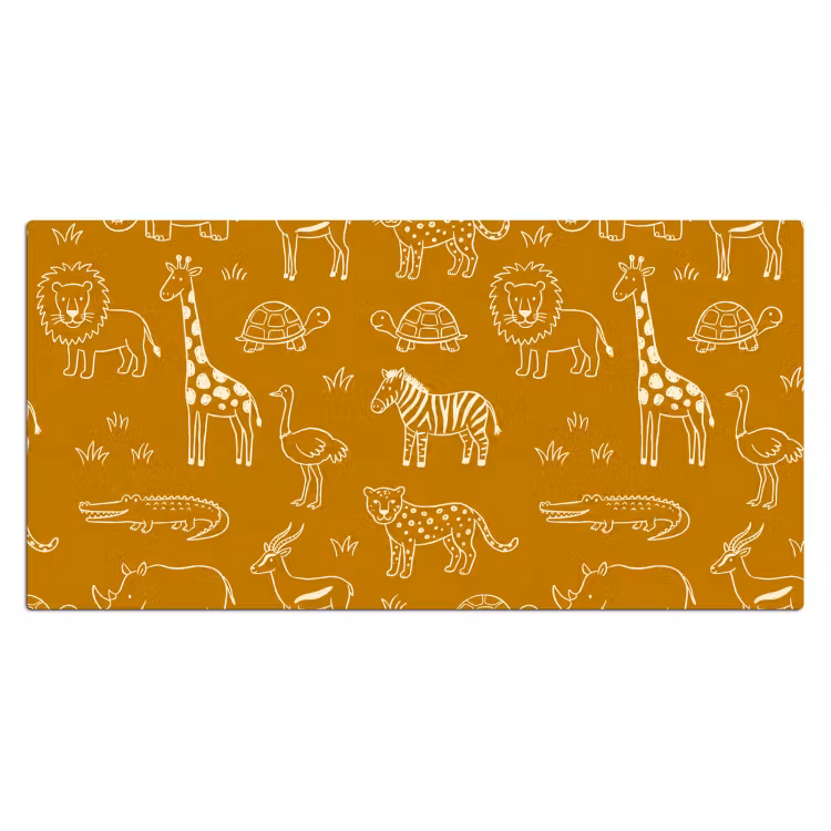 Desk Mat - Animals - Safari - Pattern - Childlike - Ochre — 2