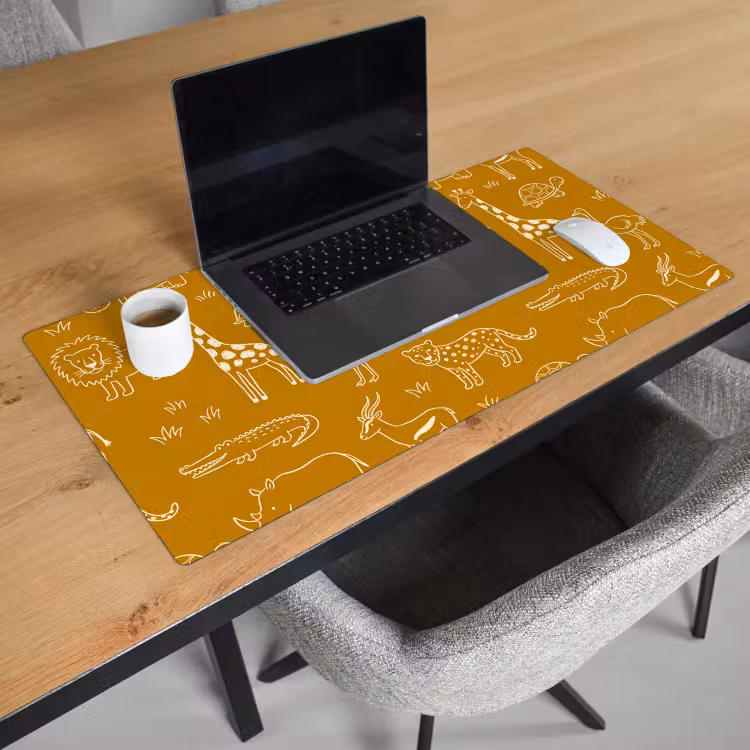 Desk Mat - Animals - Safari - Pattern - Childlike - Ochre — 3