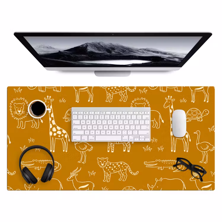 Desk Mat - Animals - Safari - Pattern - Childlike - Ochre — 4