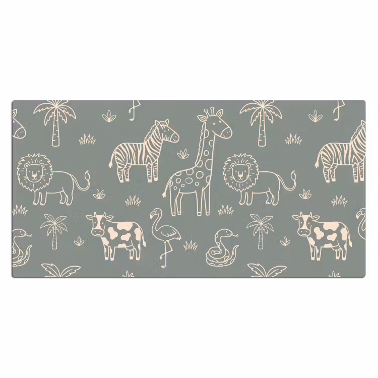 Desk Mat - Animals - Safari - Pattern - Illustration - Green — 2